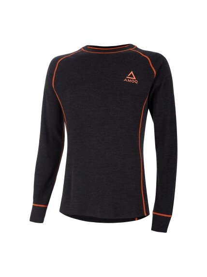 AMOQ 100% Merino Base Layer Jersey Gray/Orange