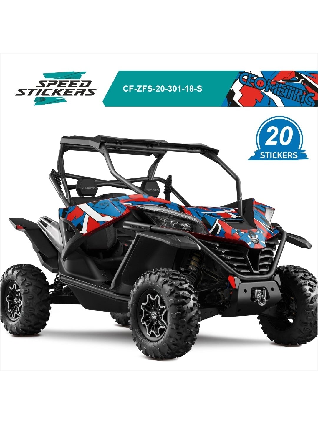 CFMOTO ZFORCE SPORT LIPDUKAI GEOMETRIC BLUE RED CFMOTO ZFORCE SPORT LIPDUKAI GEOMETRIC BLUE RED