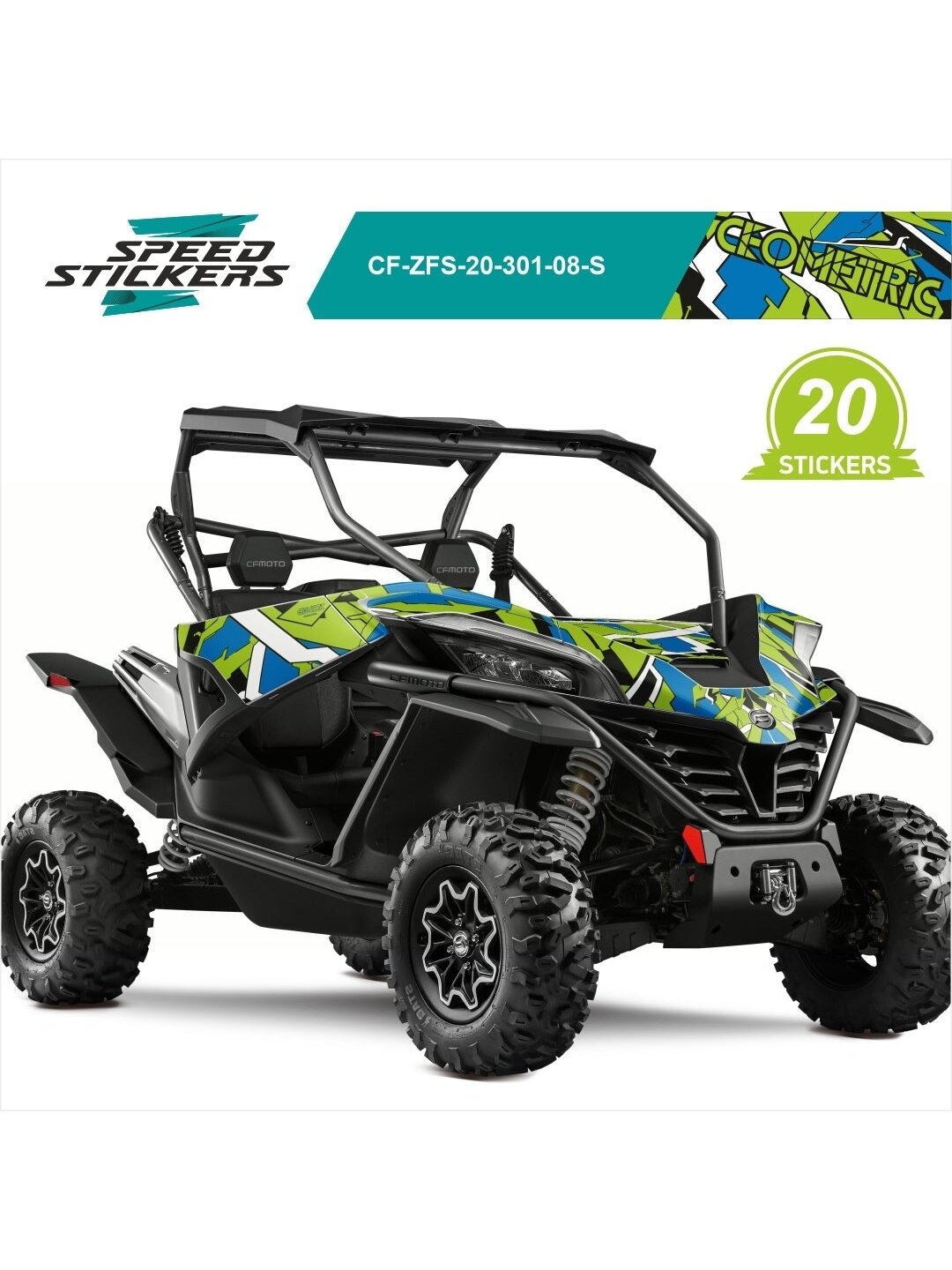 CFMOTO ZFORCE SPORT LIPDUKAI GEOMETRIC GREEN BLUE