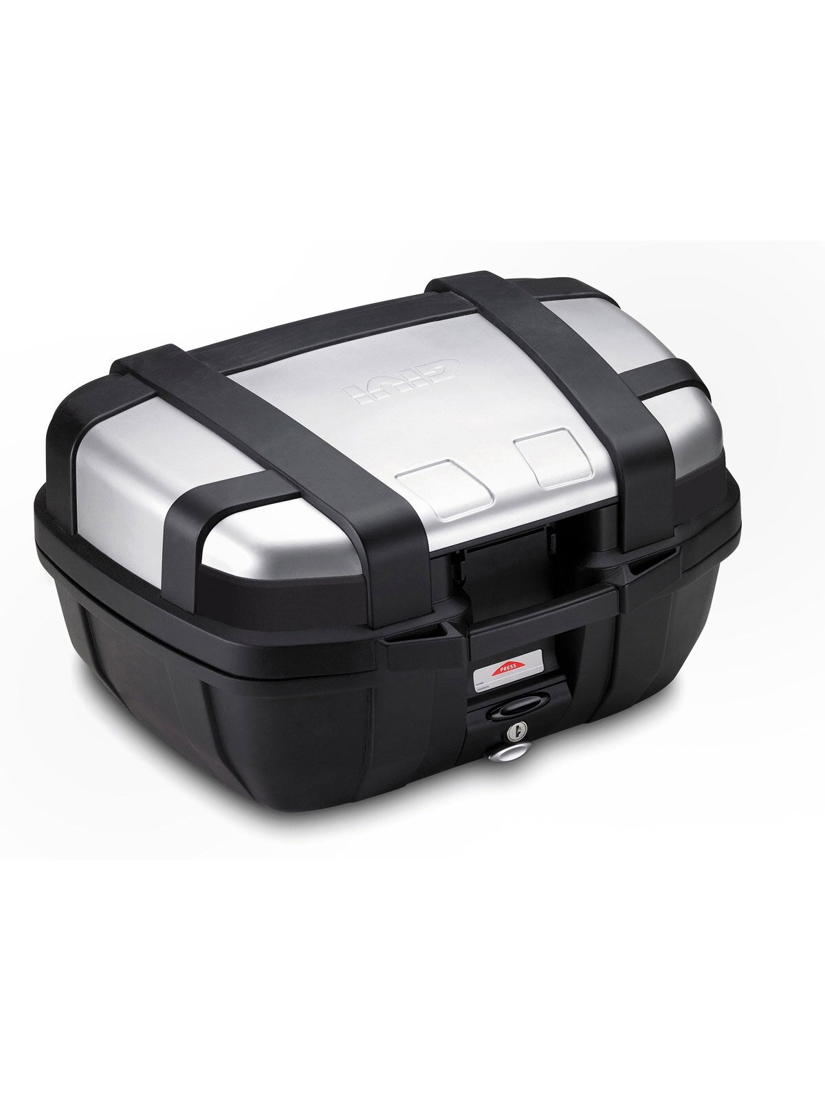 Givi 52 litre top-case black with aluminium finish with top opening Givi 52 litre top-case black with aluminium finish with top opening