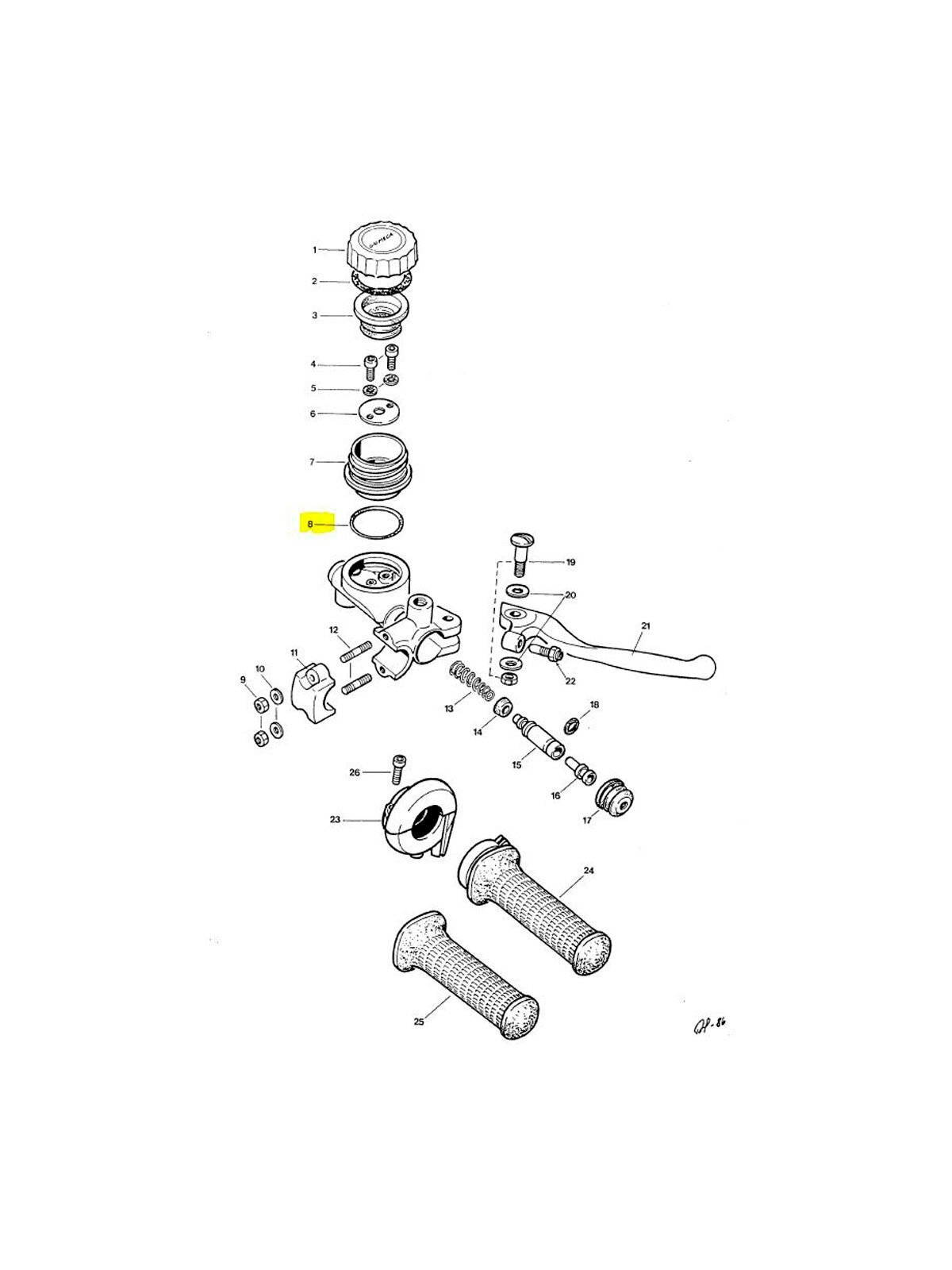 Seal ring, Front brake master cylinder, Tunturi Tiger Seal ring, Front brake master cylinder, Tunturi Tiger