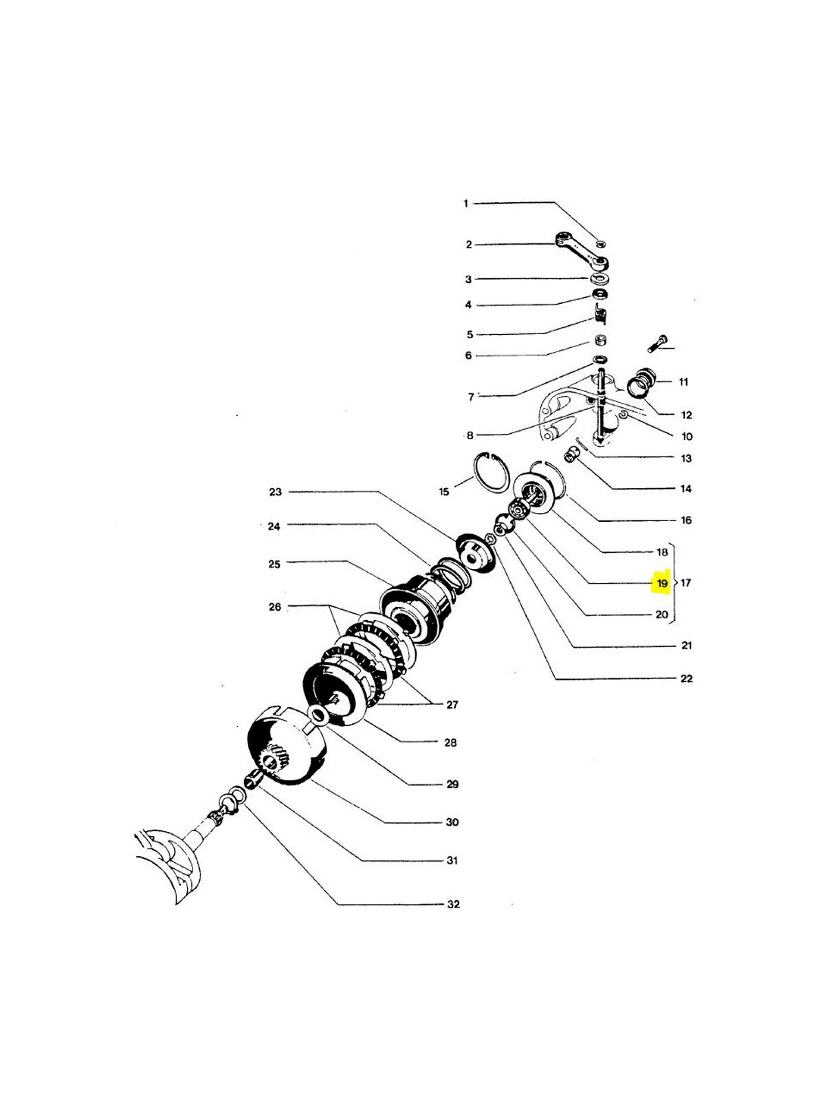 Clutch drive shaft inc. Bearing Tunturi / Puch Clutch drive shaft inc. Bearing Tunturi / Puch