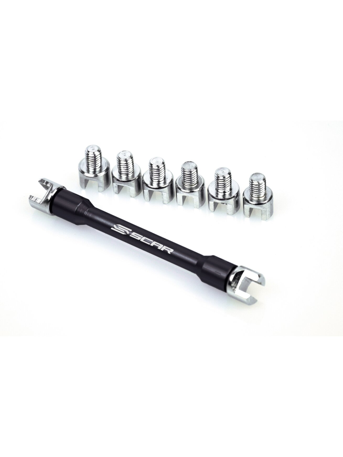Scar Spoke Wrench kit - contains 5,4mm / 5,6mm / 5,8mm / 6mm / 6,2mm / 6,4mm / 6 Scar Spoke Wrench kit - contains 5,4mm / 5,6mm / 5,8mm / 6mm / 6,2mm / 6,4mm / 6