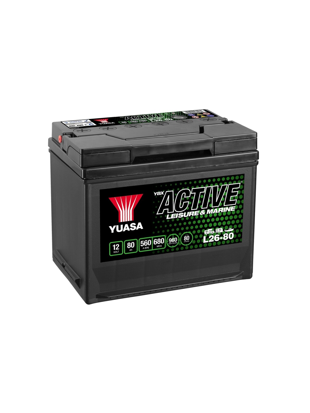 Yuasa L26-80 Active Leisure Battery 12V 80Ah 560A Note: Pallet cargo (18)