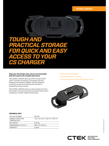 CTEK CS Wall Mount