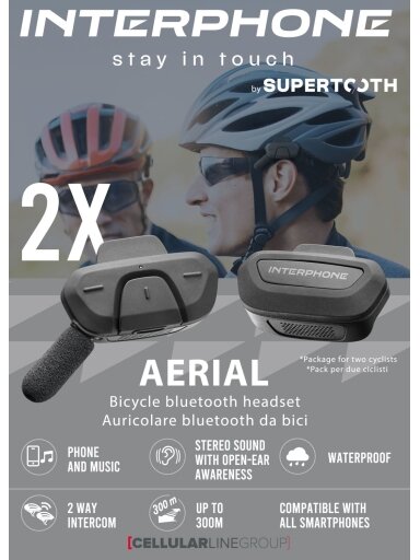 Interphone Aerial bicycle BT headset Twin Pack