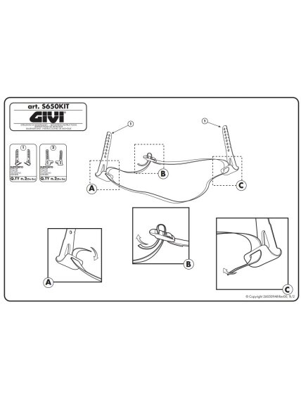Givi kit with long brackets for S650 Childs seat Givi kit with long brackets for S650 Childs seat