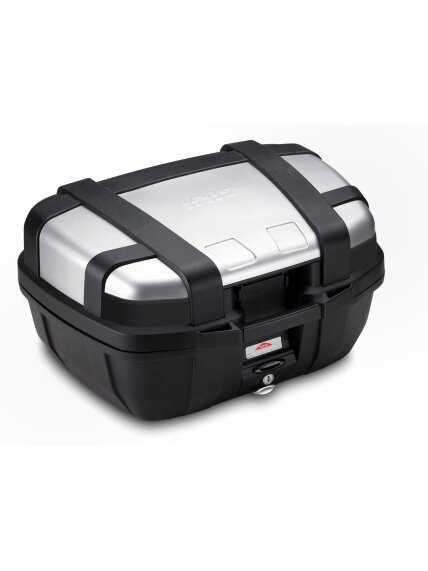 Givi 52 litre top-case black with aluminium finish with top opening Givi 52 litre top-case black with aluminium finish with top opening