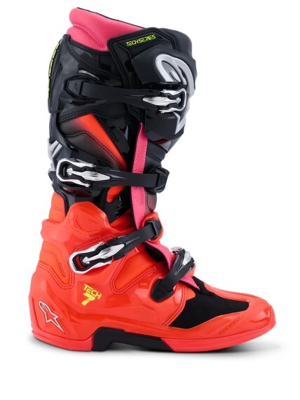 Alpinestars Boot Tech 7 Black/Red Fluo/Pink Fluo Alpinestars Boot Tech 7 Black/Red Fluo/Pink Fluo