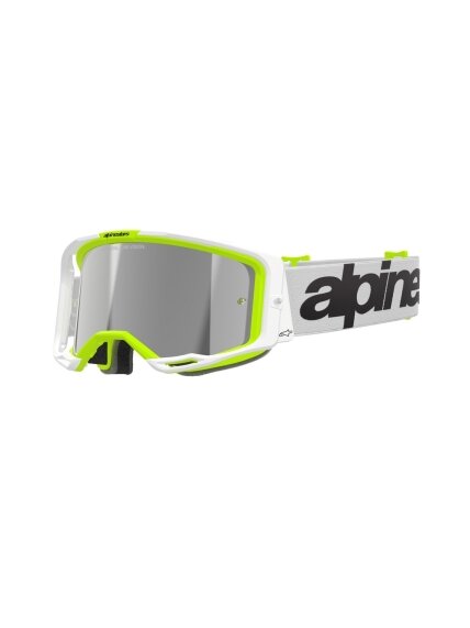 Alpinestars Goggle Vision 8 WORDMARK WHITE YLLW FLUO Mirror SILVER Alpinestars Goggle Vision 8 WORDMARK WHITE YLLW FLUO Mirror SILVER
