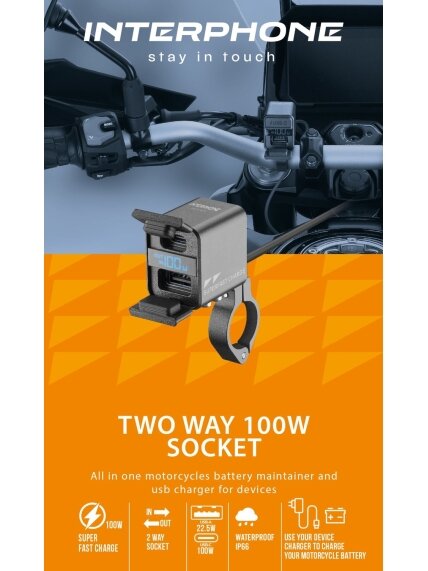 Interphone Two Way 100W Socket Charger & Power Outlet 3