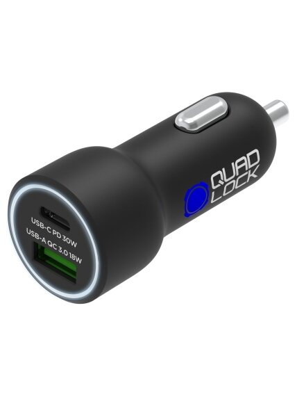 Quad Lock 48W Dual Car Charger - USB-C PD + USB-A QC3.0 Quad Lock 48W Dual Car Charger - USB-C PD + USB-A QC3.0