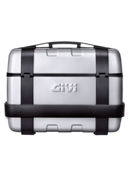 Givi 46 litre top-case black with aluminium finish with top opening Givi 46 litre top-case black with aluminium finish with top opening