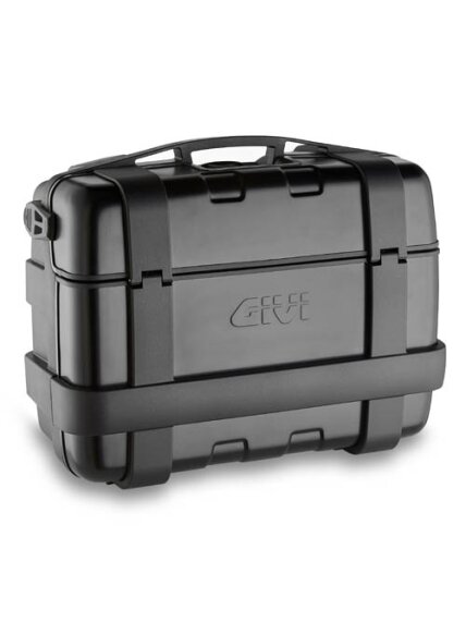 Givi 46 litre blackline top-case black with aluminium finish with top opening Givi 46 litre blackline top-case black with aluminium finish with top opening
