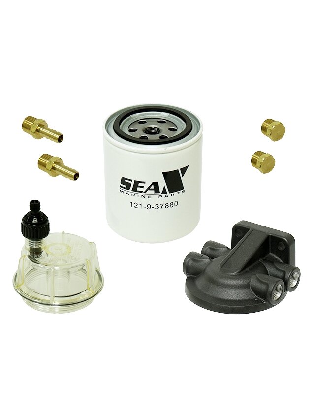 Sea-X fuel water separating filter w/clear bowl & bracket 3/8