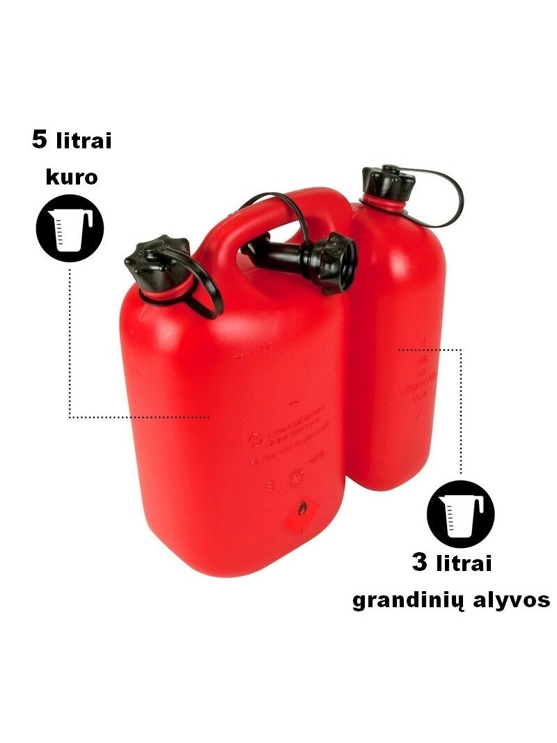 Kombinuotas bakelis kurui ir alyvai Oregon 5+3 l Raudonas 3