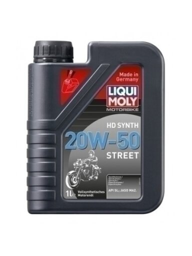 LIQUI MOLY MOTOCIKLINĖ SINTETINĖ VARIKLINĖ ALYVA HD 20W-50 Street 1l