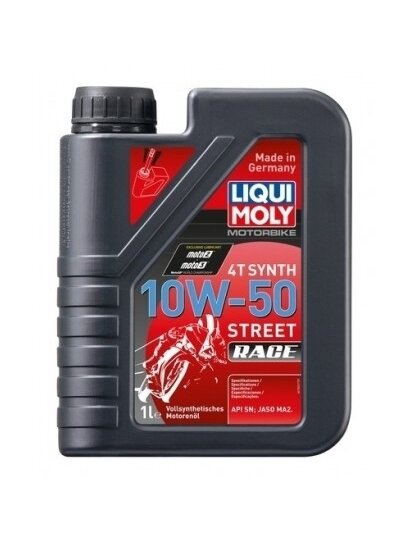 LIQUI MOLY SINTETINĖ ALYVA 4-TAKČIAMS MOTOCIKLŲ VARIKLIAMS RACING SYNTH 4T 10W-50 1l LIQUI MOLY SINTETINĖ ALYVA 4-TAKČIAMS MOTOCIKLŲ VARIKLIAMS RACING SYNTH 4T 10W-50 1l