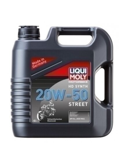 LIQUI MOLY MOTOCIKLINĖ SINTETINĖ VARIKLINĖ ALYVA HD 20W-50 Street 4l LIQUI MOLY MOTOCIKLINĖ SINTETINĖ VARIKLINĖ ALYVA HD 20W-50 Street 4l