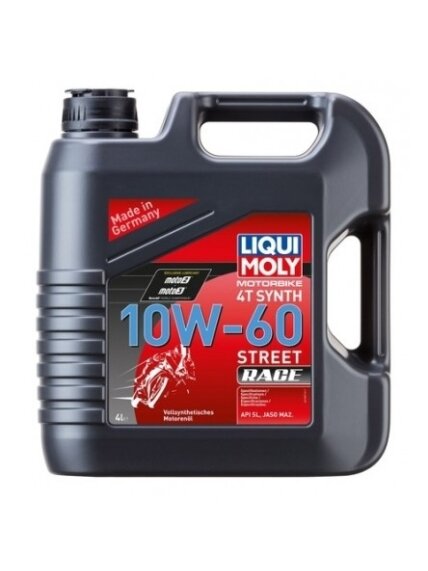 LIQUI MOLY SINTETINĖ ALYVA 4-TAKČIAMS MOTOCIKLŲ VARIKLIAMS - RACING SYNTH 4T 10W-60 4l LIQUI MOLY SINTETINĖ ALYVA 4-TAKČIAMS MOTOCIKLŲ VARIKLIAMS - RACING SYNTH 4T 10W-60 4l