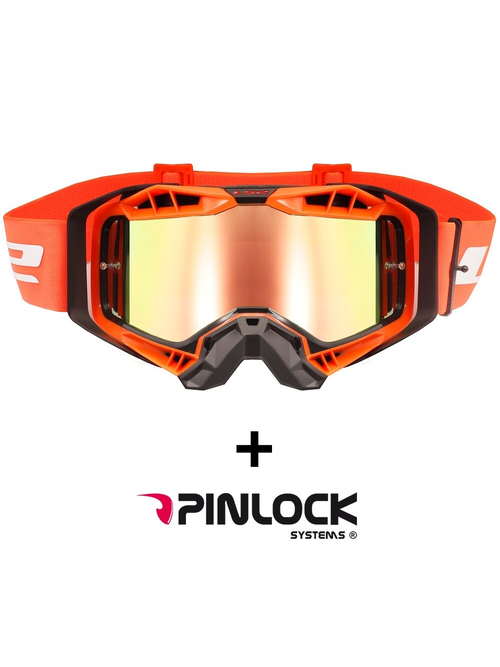 LS2 AURA PRO GOGGLE BLACK ORANGE WITH IRIDIUM VISOR