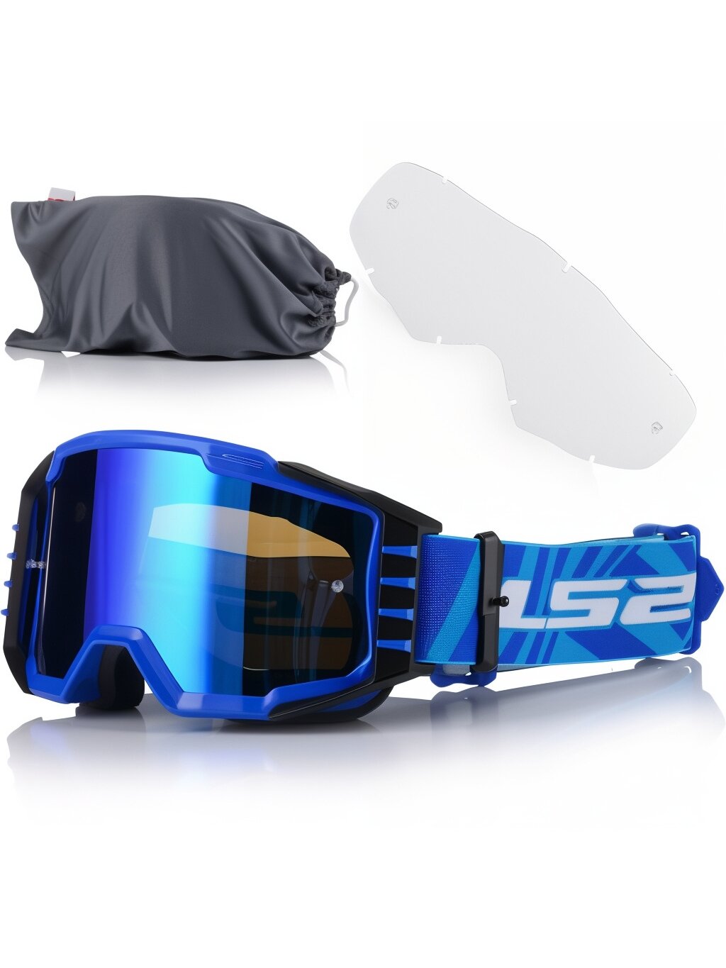 LS2 CHARGER PRO GOGGLE BLUE WITH IRIDIUM VISOR 6