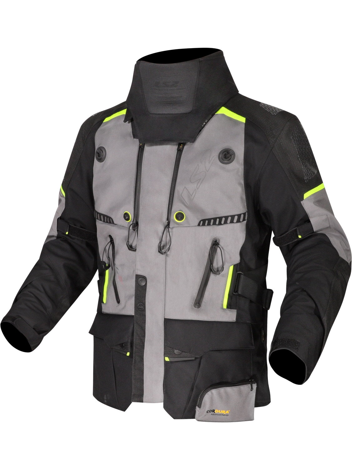 LS2 APOLLO MAN JACKET BLACK DARK GREY H-V YELLOW