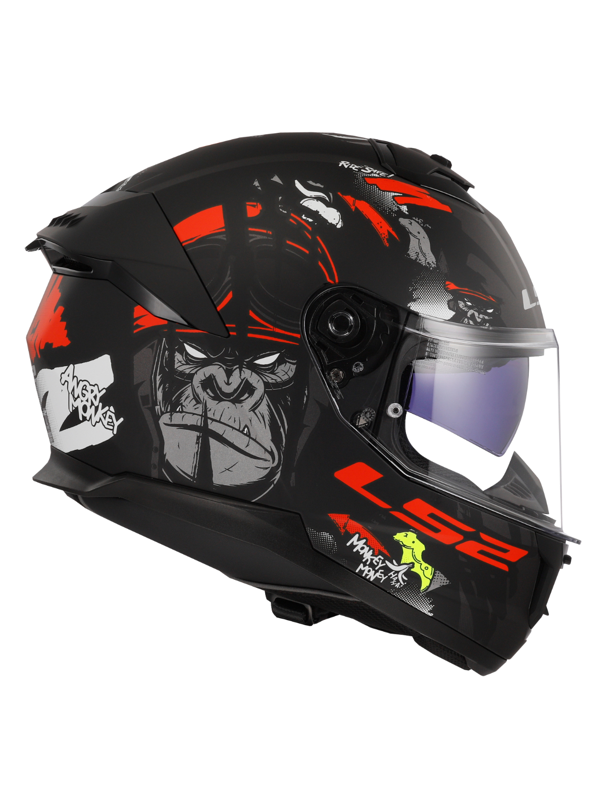 LS2 FF808 STREAM II ANGRY MONKEY M.BLACK RED-06 5