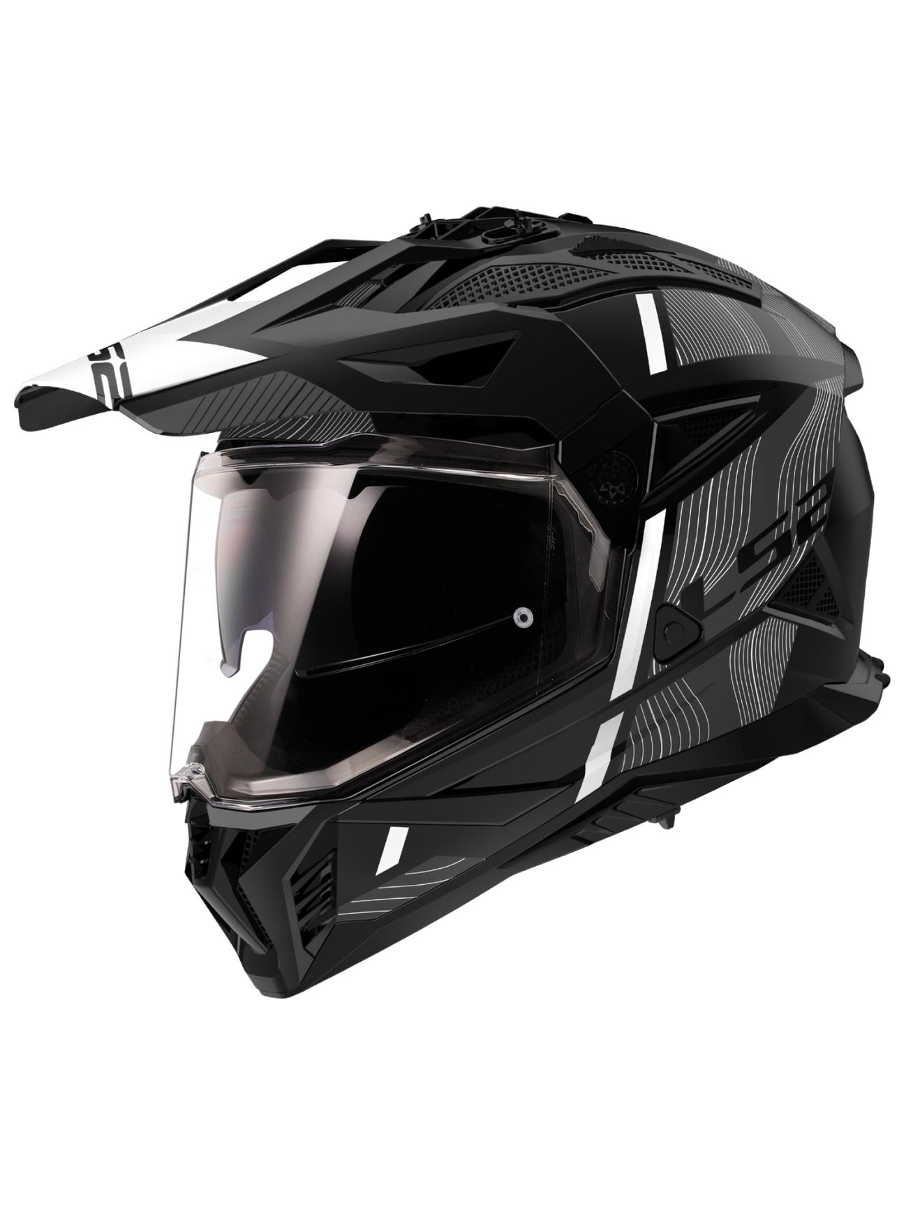 LS2 MX702 PIONEER II HILL MATT BLACK WHITE-06 LS2 MX702 PIONEER II HILL MATT BLACK WHITE-06