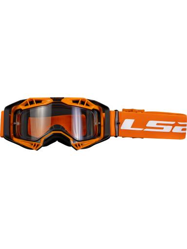 LS2 AURA ENDURO SERIES GOGGLE BLACK H-V ORANGE WITH CLEAR VISOR