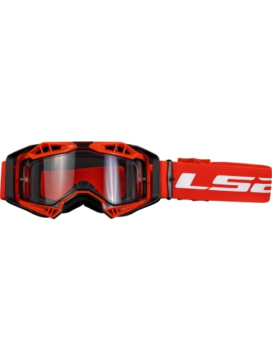 LS2 AURA ENDURO SERIES GOGGLE BLACK RED WITH CLEAR VISOR