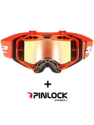 LS2 AURA PRO GOGGLE BLACK ORANGE WITH IRIDIUM VISOR