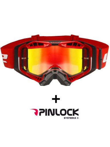 LS2 AURA PRO GOGGLE BLACK RED WITH IRIDIUM VISOR