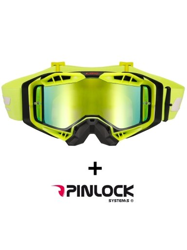 LS2 AURA PRO GOGGLE BLACK YELLOW WITH IRIDIUM VISOR