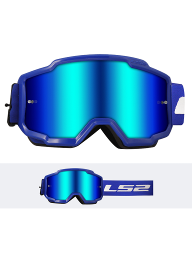 LS2 CHARGER GOGGLE BLUE WITH IRIDIUM VISOR