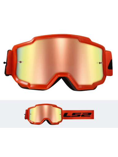 LS2 CHARGER GOGGLE H-V ORANGE WITH IRIDIUM VISOR