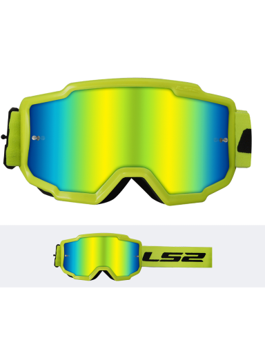 LS2 CHARGER GOGGLE H-V YELLOW WITH IRIDIUM VISOR