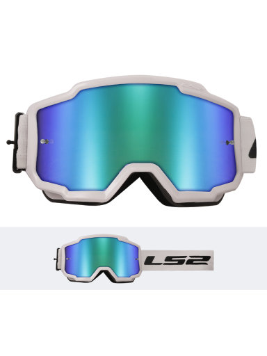 LS2 CHARGER GOGGLE WHITE WITH H-V GREEN IRID.VISOR
