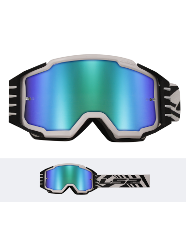 LS2 CHARGER PRO GOGGLE WHITE WITH IRIDIUM VISOR