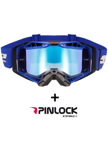 LS2 AURA PRO GOGGLE BLACK BLUE WITH IRIDIUM VISOR
