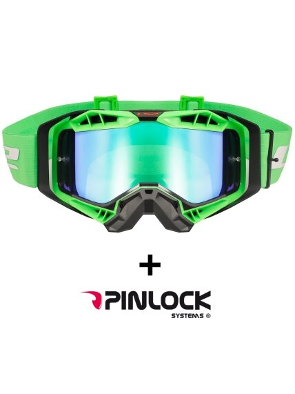 LS2 AURA PRO GOGGLE BLACK H-V GREEN WITH IRIDIUM VISOR LS2 AURA PRO GOGGLE BLACK H-V GREEN WITH IRIDIUM VISOR
