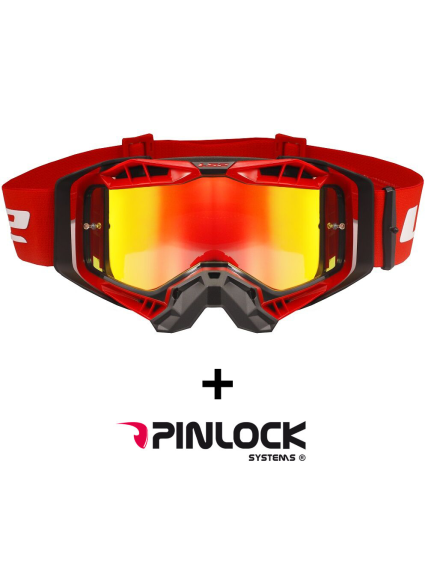 LS2 AURA PRO GOGGLE BLACK RED WITH IRIDIUM VISOR