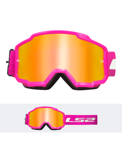 LS2 CHARGER GOGGLE PINK WITH IRIDIUM VISOR