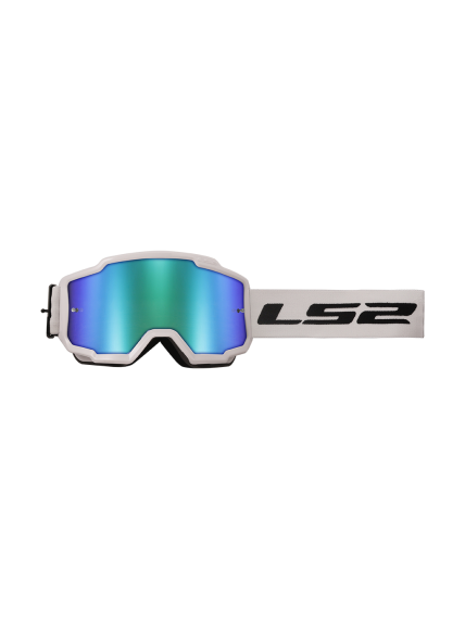LS2 CHARGER GOGGLE WHITE WITH H-V GREEN IRID.VISOR 1