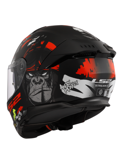 LS2 FF808 STREAM II ANGRY MONKEY M.BLACK RED-06 2