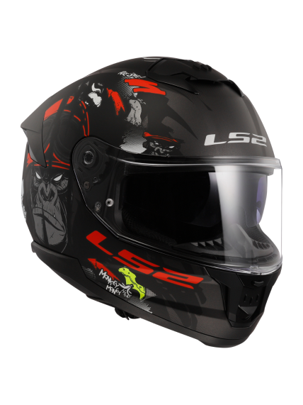 LS2 FF808 STREAM II ANGRY MONKEY M.BLACK RED-06 6