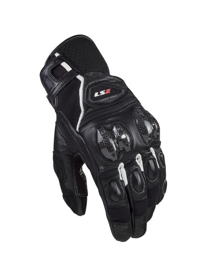 LS2 SPARK 2 LEATHER MAN GLOVES BLACK WHITE LS2 SPARK 2 LEATHER MAN GLOVES BLACK WHITE