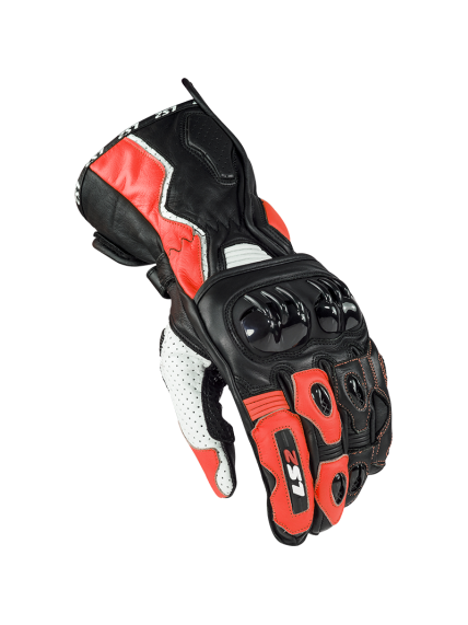 LS2 SWIFT RACING GLOVES BLACK WHITE RED