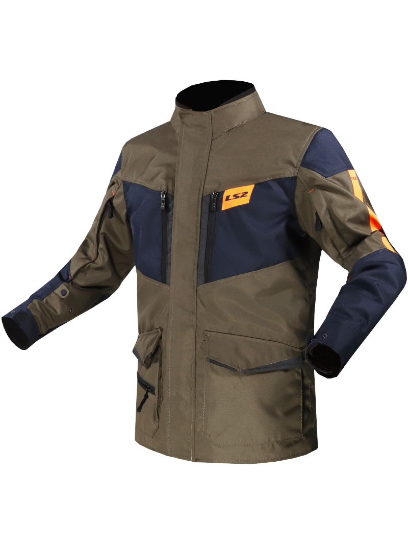 LS2 METROPOLIS EVO MAN JACKET KHAKI BLUE ORANGE