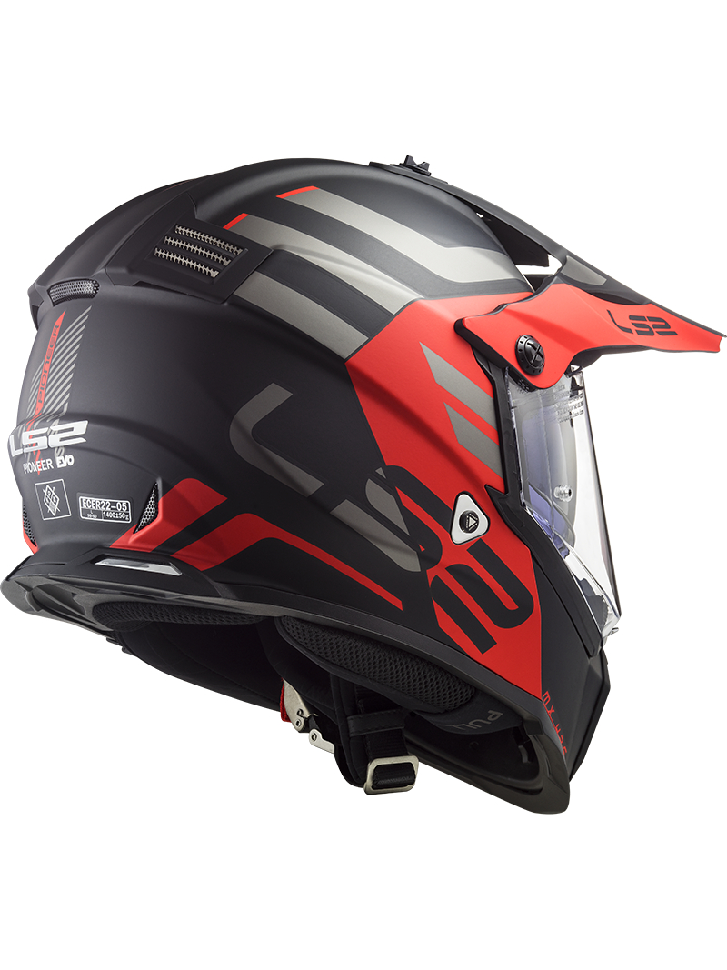 LS2 MX436 PIONEER EVO ADVENTURER MATT BLACK RED 3